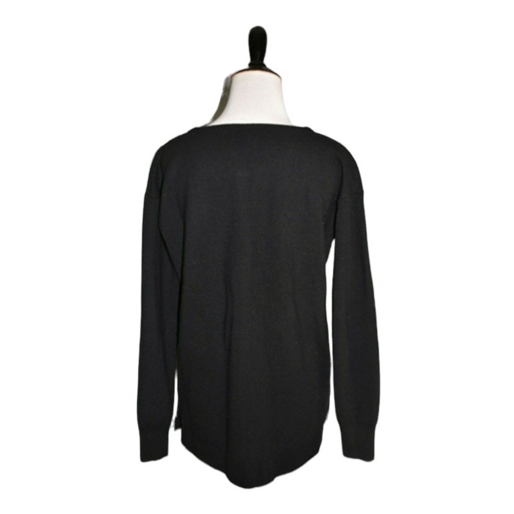 J.Crew 100% Merino Wool Leather Pocket Tunic Sweater Black Longline Style 02624 - Picture 9 of 16